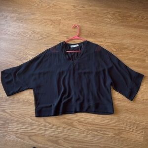 Zara small black tank with sheer overlay blouse